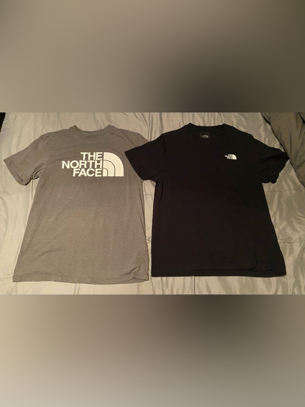 The North Face Men's Black & Gray with white Logo Short Sleeve Tees